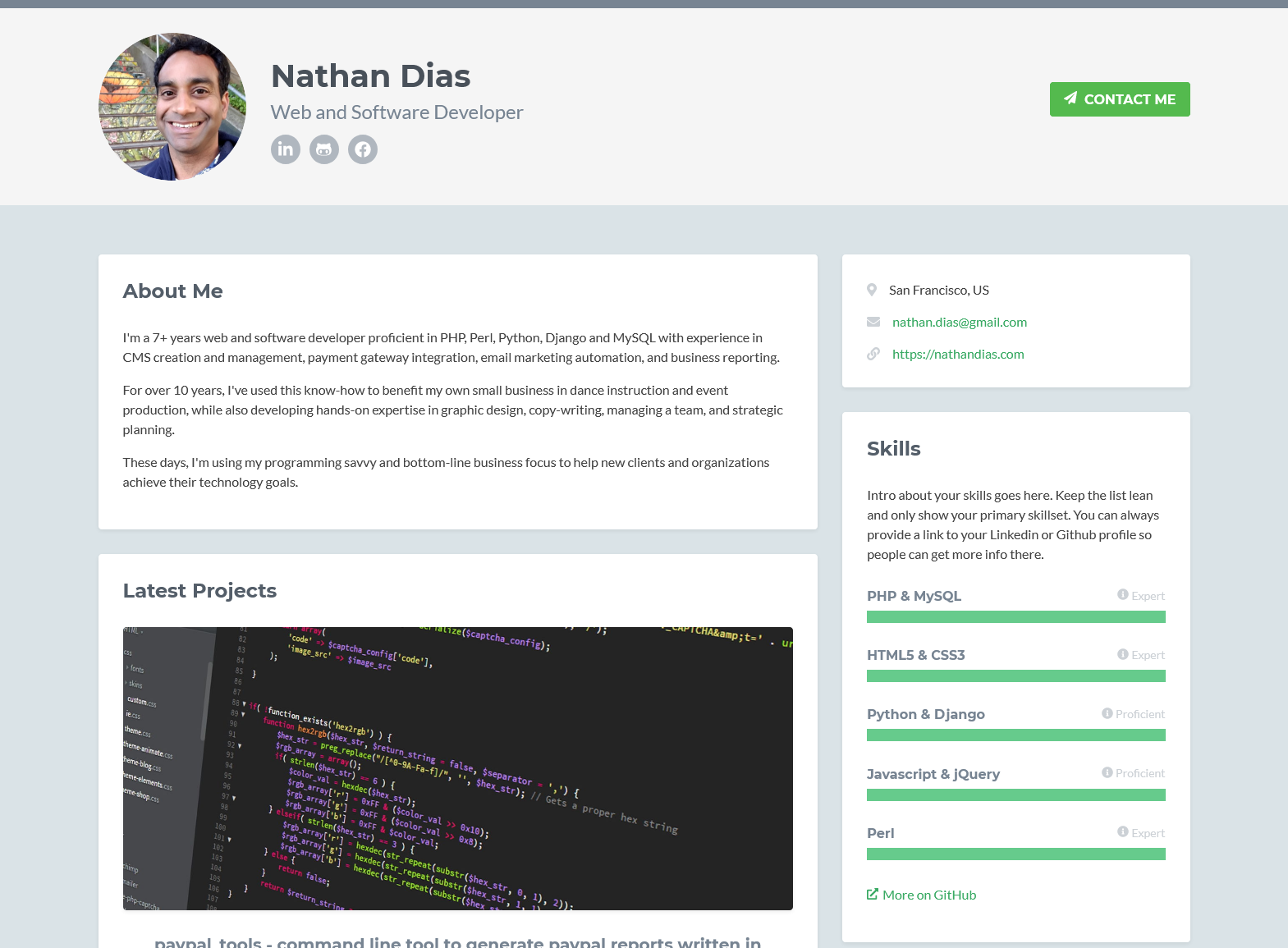 NathanDias.com - Web and Software Developer Portfolio